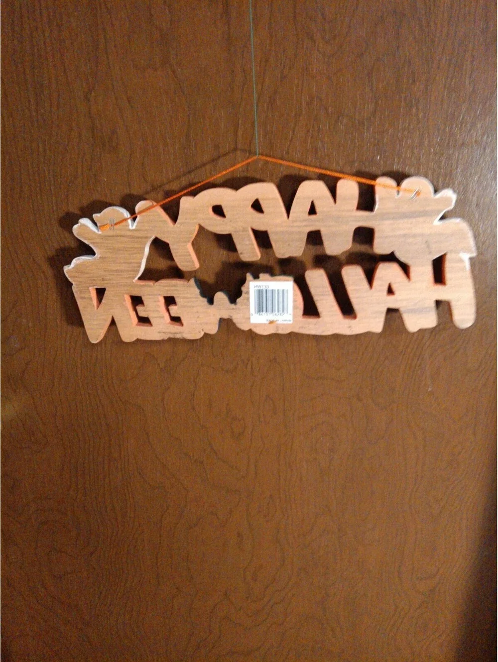 Vintage Kurt Adler Happy Halloween Wooden Wall Sign Hanging Plaque Ghost Bat